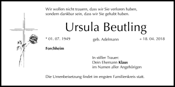 Anzeige von Ursula Beutling von MGO