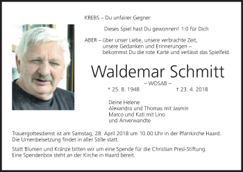 Anzeige von Waldemar Schmitt von MGO