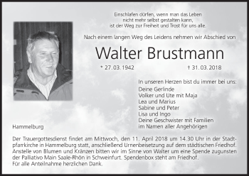 Anzeige von Walter Brustmann von MGO