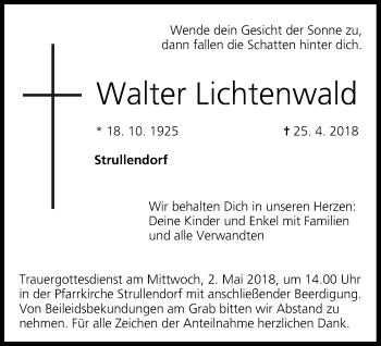 Anzeige von Walter Lichtenwald von MGO