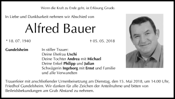 Anzeige von Alfred Bauer von MGO