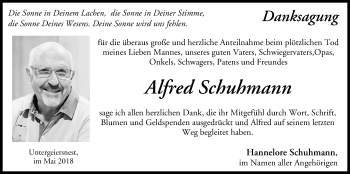 Anzeige von Alfred Schuhmann von MGO
