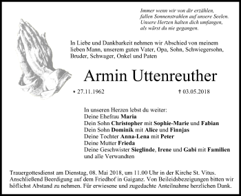Anzeige von Armin Uttenreuther von MGO