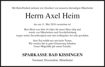 Anzeige von Axel Heim von MGO