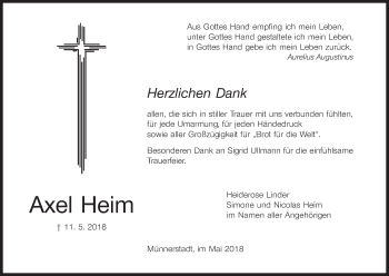 Anzeige von Axel Heim von MGO