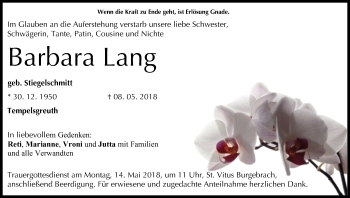 Anzeige von Barbara Lang von MGO
