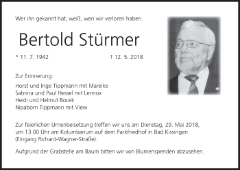 Anzeige von Bertold Stürmer von MGO