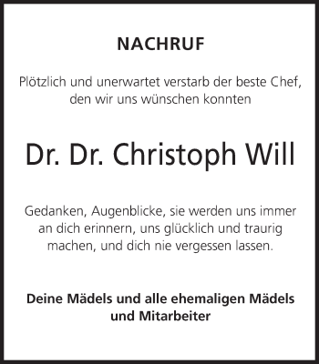 Anzeige von Christoph Will von MGO