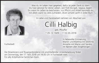 Anzeige von Cilli Halbig von MGO