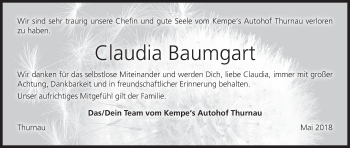 Anzeige von Claudia Baumgart von MGO