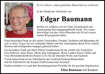Anzeige von Edgar Baumann von MGO