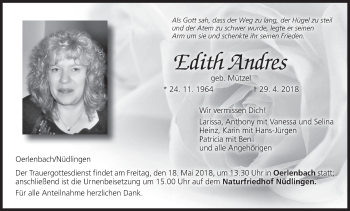 Anzeige von Edith Andres von MGO