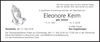 Anzeige von Eleonore Keim von MGO