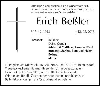 Anzeige von Erich Beßler von MGO