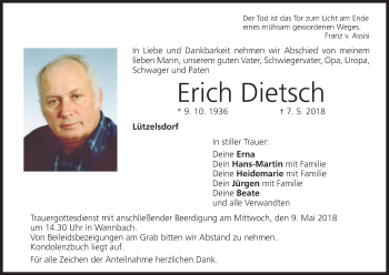 Anzeige von Erich Dietsch von MGO