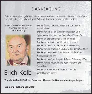 Anzeige von Erich Kolb von MGO