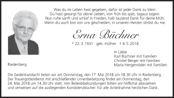 Anzeige von Erna Büchner von MGO