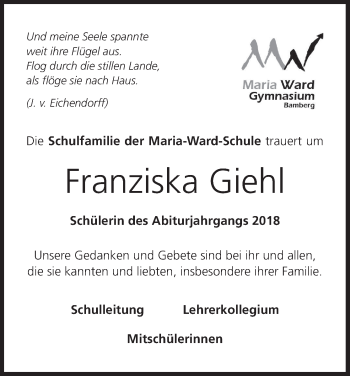 Anzeige von Franziska Giehl von MGO