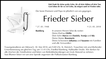 Anzeige von Frieder Sieber von MGO