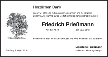 Anzeige von Friedrich Prießmann von MGO