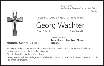 Anzeige von Georg Wachter von MGO