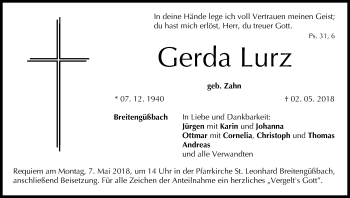 Anzeige von Gerda Lurz von MGO