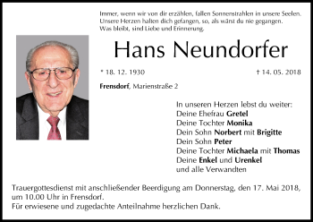 Anzeige von Hans Neundorfer von MGO