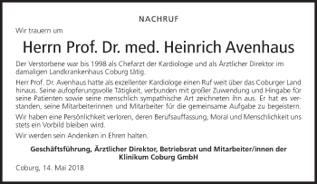 Anzeige von Heinrich Avenhaus von MGO