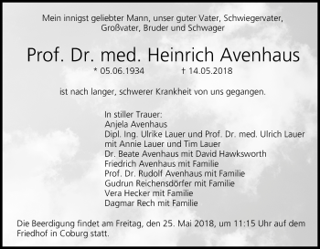 Anzeige von Heinrich Avenhaus von MGO