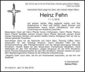 Anzeige von Heinz Fehn von MGO