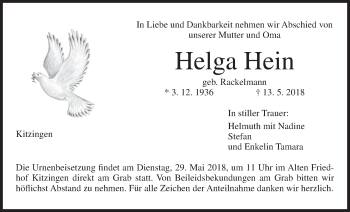 Anzeige von Helga Hein von MGO