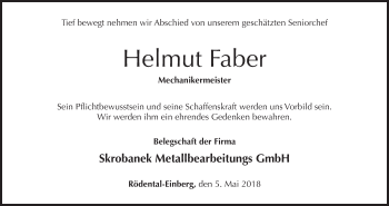 Anzeige von Helmut Faber von MGO