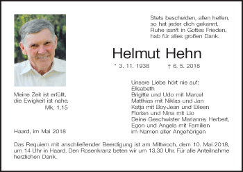 Anzeige von Helmut Hehn von MGO