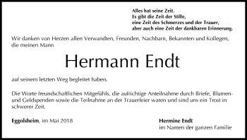 Anzeige von Hermann Endt von MGO