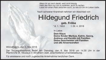 Anzeige von Hildegund Friedrich von MGO