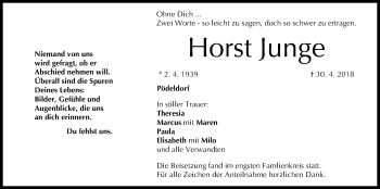 Anzeige von Horst Junge von MGO