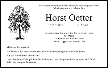 Anzeige von Horst Oetter von MGO