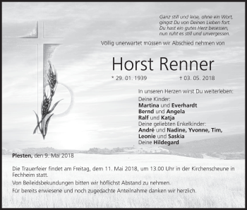 Anzeige von Horst Renner von MGO