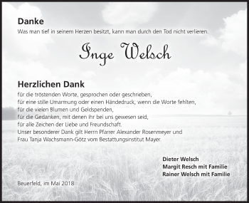 Anzeige von Inge Welsch von MGO