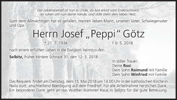 Anzeige von Josef Götz von MGO