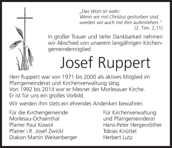 Anzeige von Josef Ruppert von MGO