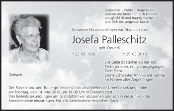 Anzeige von Josefa Palleschitz von MGO