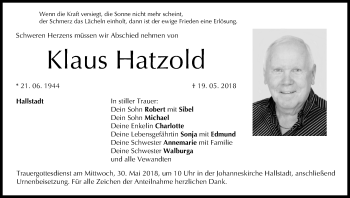 Anzeige von Klaus Hatzold von MGO