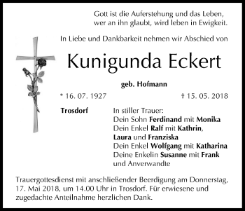 Anzeige von Kunigunda Eckert von MGO