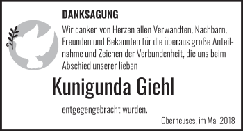 Anzeige von Kunigunda Giehl von MGO