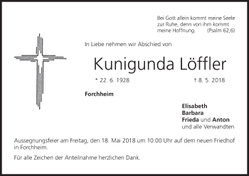 Anzeige von Kunigunda Löffler von MGO