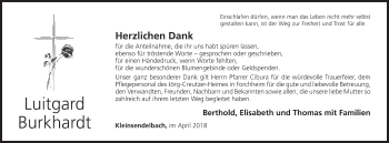 Anzeige von Luitgard Burkhardt von MGO