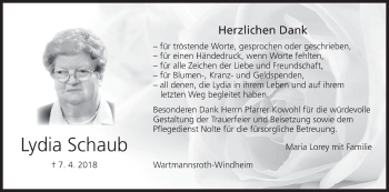 Anzeige von Lydia Schaub von MGO