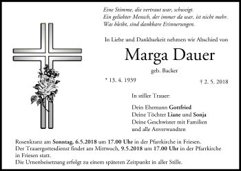 Anzeige von Marga Dauer von MGO