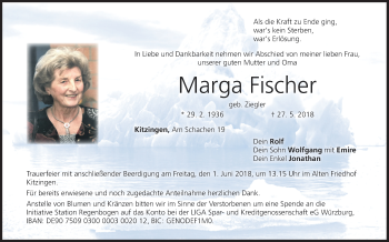 Anzeige von Marga Fischer von MGO